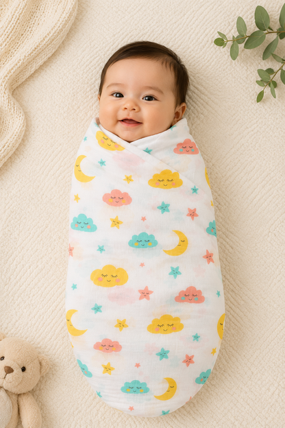 Pure Organic Muslin Swaddle 100 * 100 cm