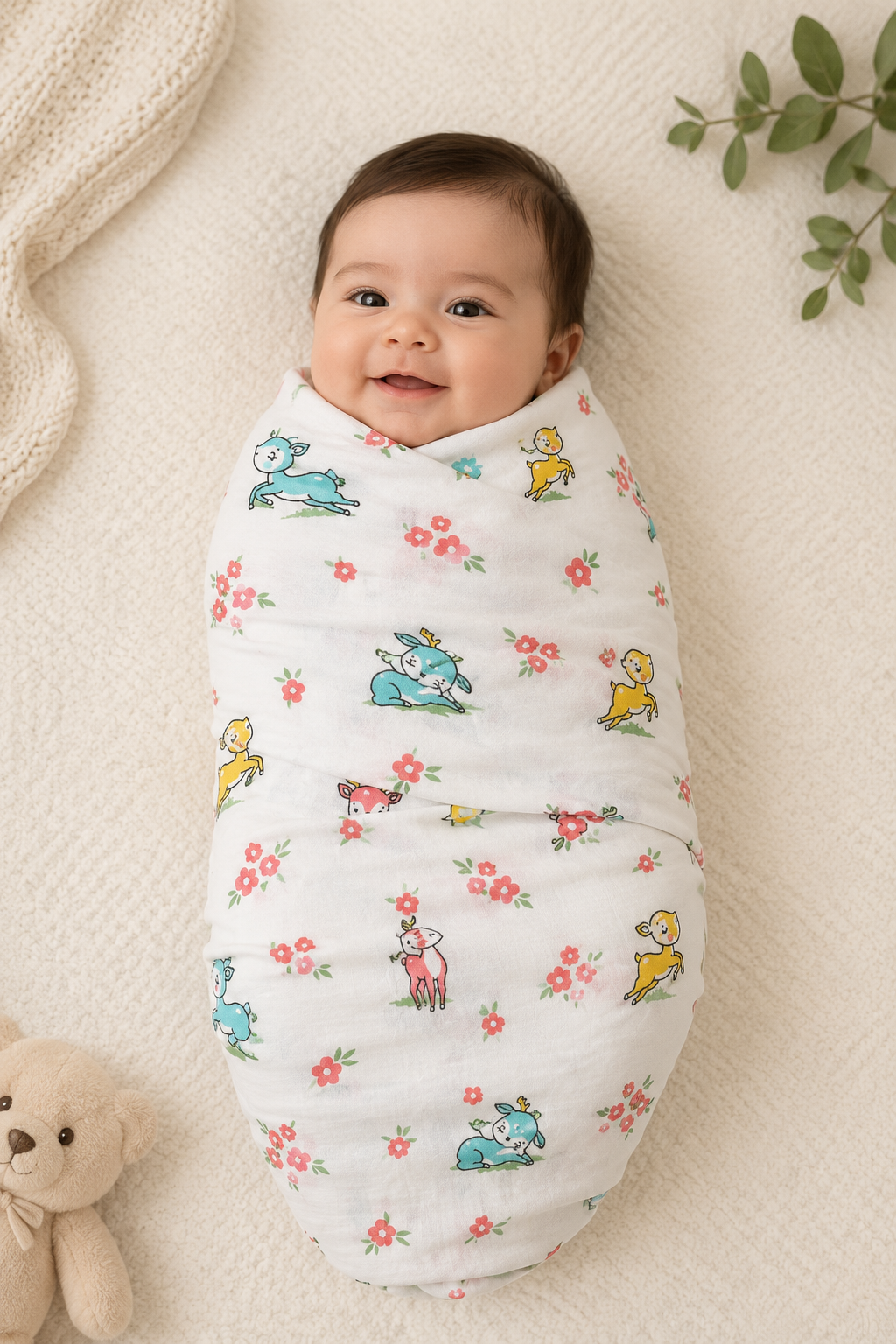 Pure Organic Muslin Swaddle 100 * 100 cm