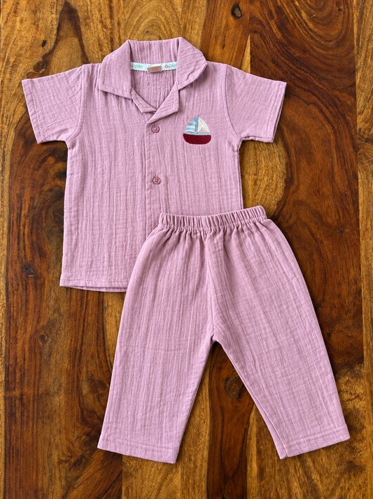 Muslin Collar Shirt & Pant Set