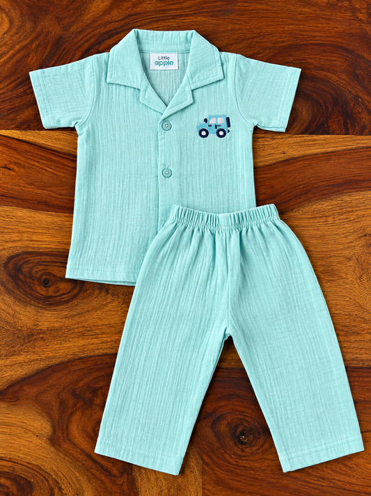 Muslin Collar Shirt & Pant Set