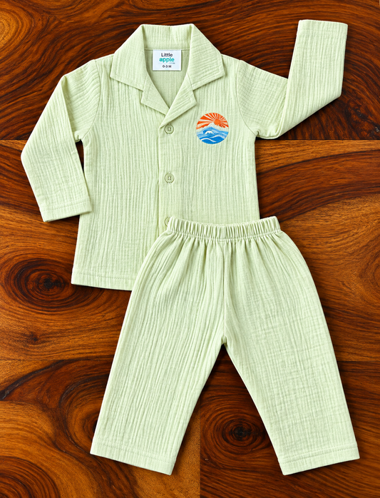 Muslin Collar Shirt & Pant Set