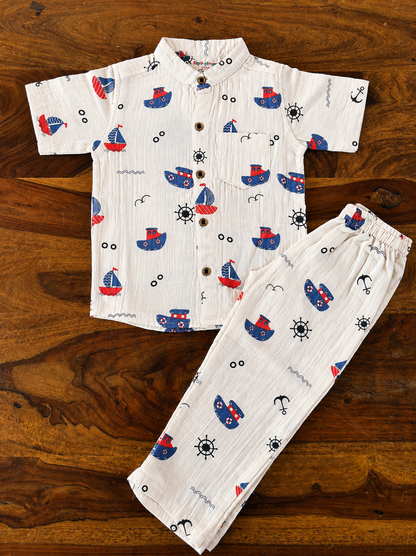 Organic Muslin Shirt & Pant Set for Kids