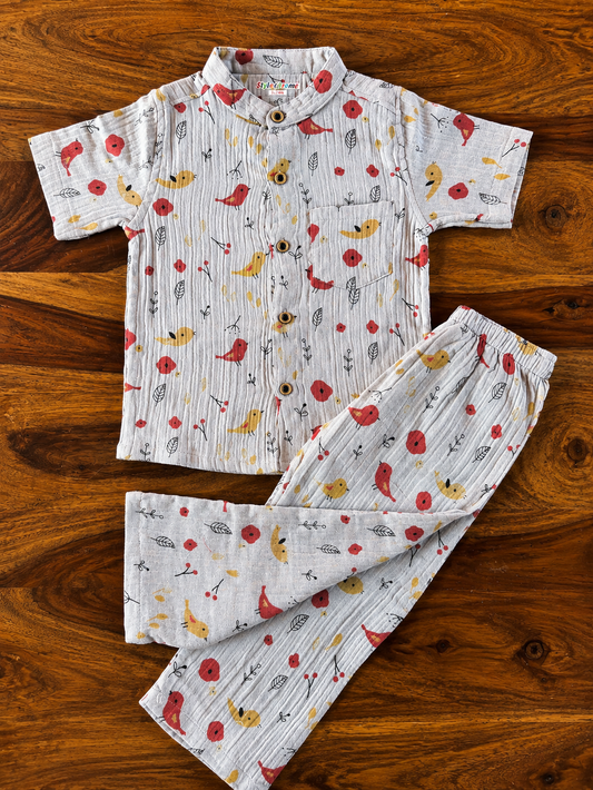 Organic Muslin Shirt & Pant Set for Kids