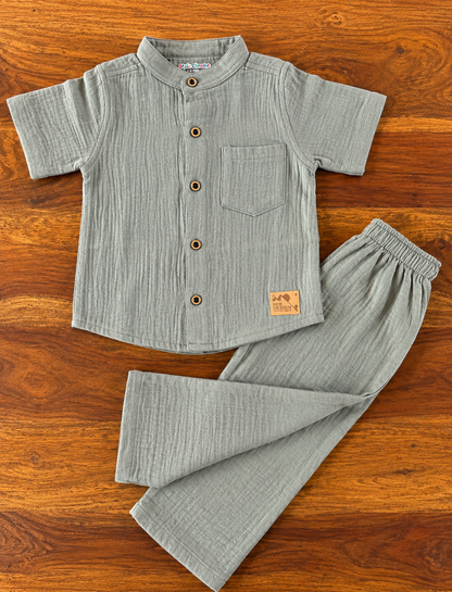 Organic Muslin Shirt & Pant Set for Kids