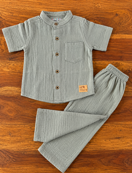 Organic Muslin Shirt & Pant Set for Kids