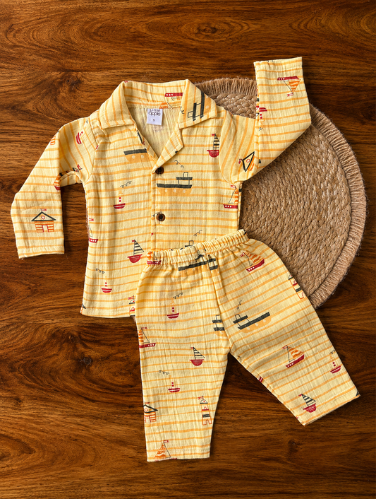 Muslin Collar Shirt & Pant Set