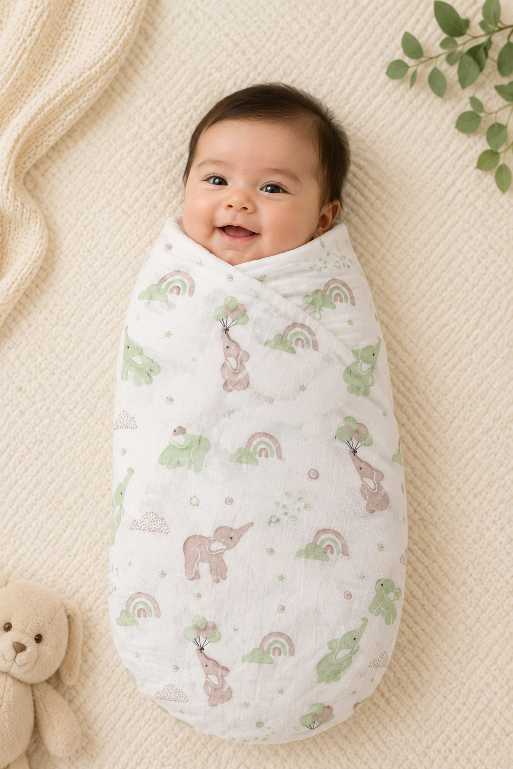 Pure Organic Muslin Swaddle 100 * 100 cm