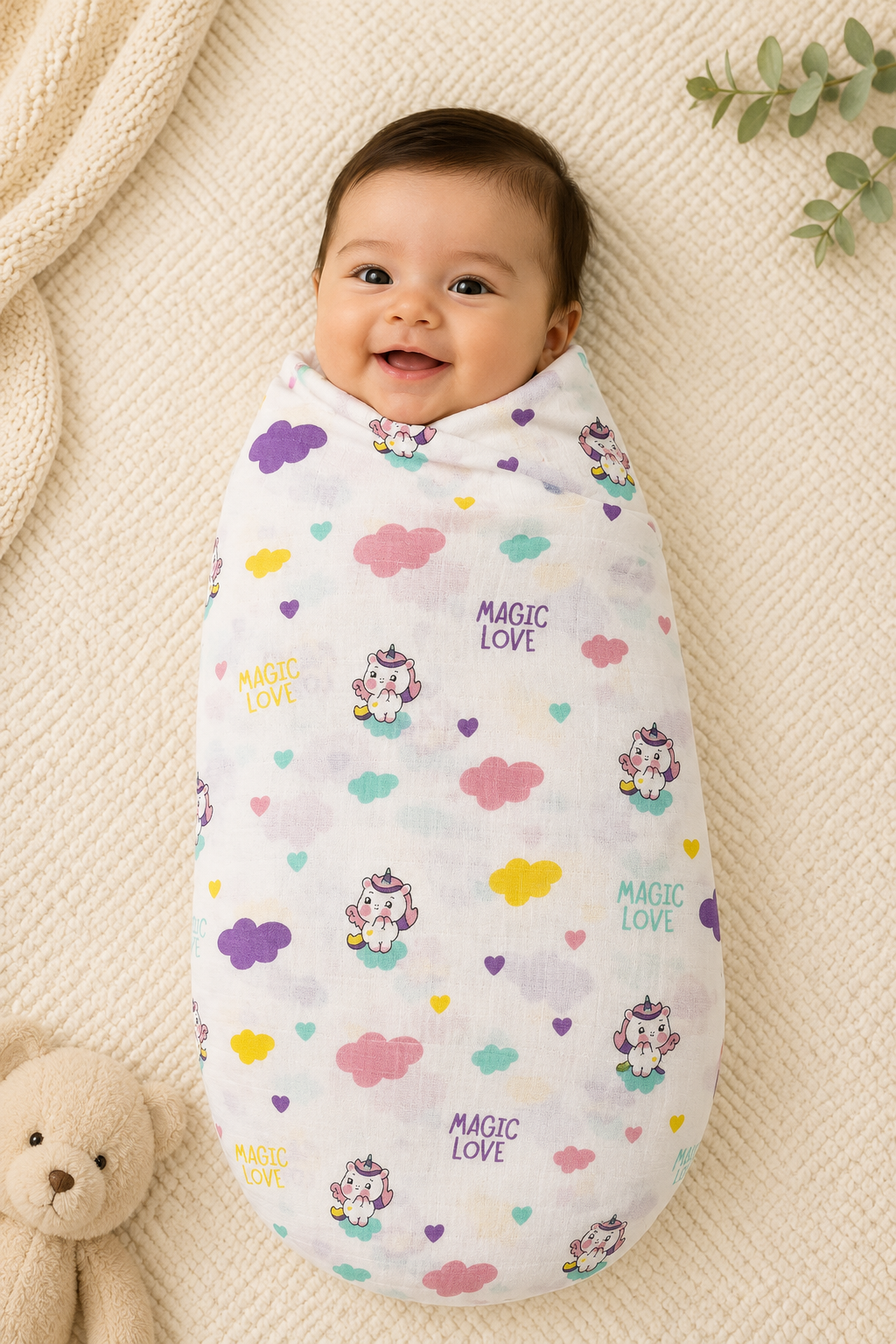 Pure Organic Muslin Swaddle 100 * 100 cm