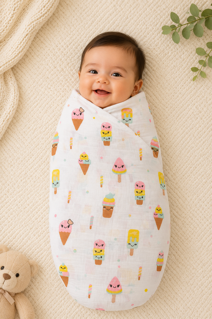 Pure Organic Muslin Swaddle 100 * 100 cm