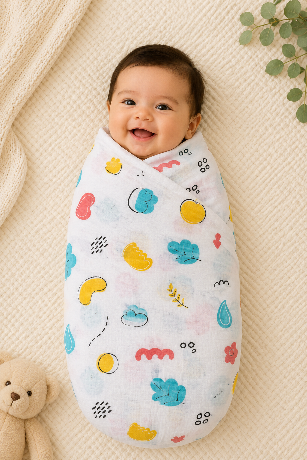 Pure Organic Muslin Swaddle 100 * 100 cm