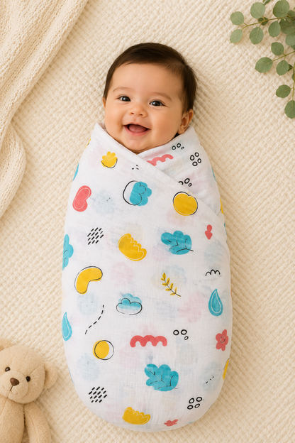 Pure Organic Muslin Swaddle 100 * 100 cm