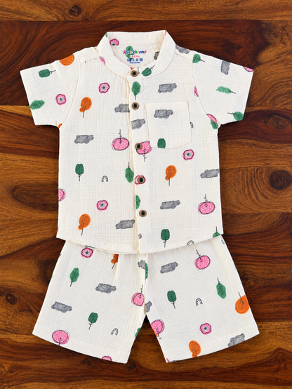 Organic Muslin Shirt & Shorts Set for Kids