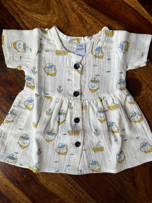 Organic Muslin Half-Sleeve Frock