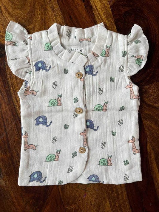 Organic Muslin Frill Top