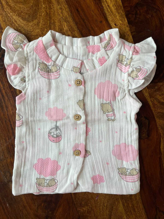 Organic Muslin Frill Top