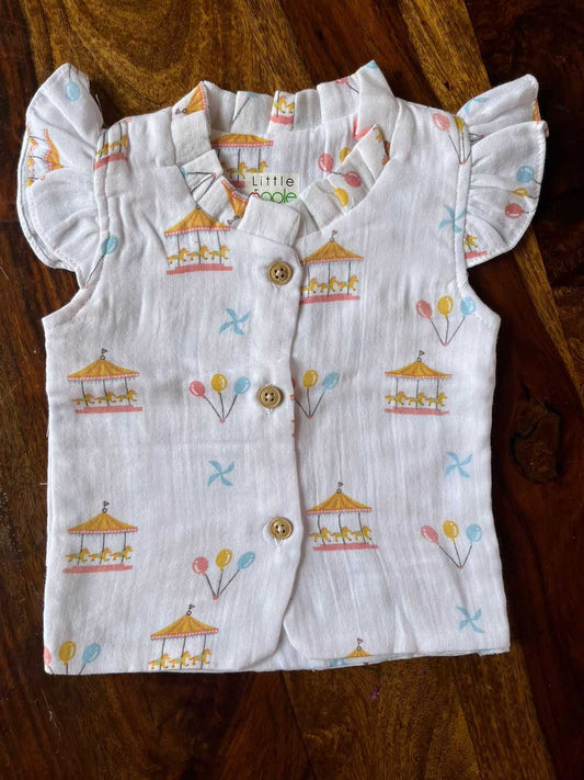 Organic Muslin Frill Top