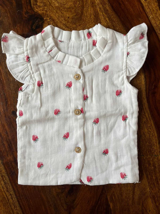 Organic Muslin Frill Top