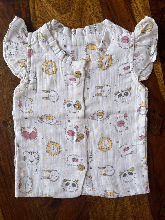 Organic Muslin Frill Top