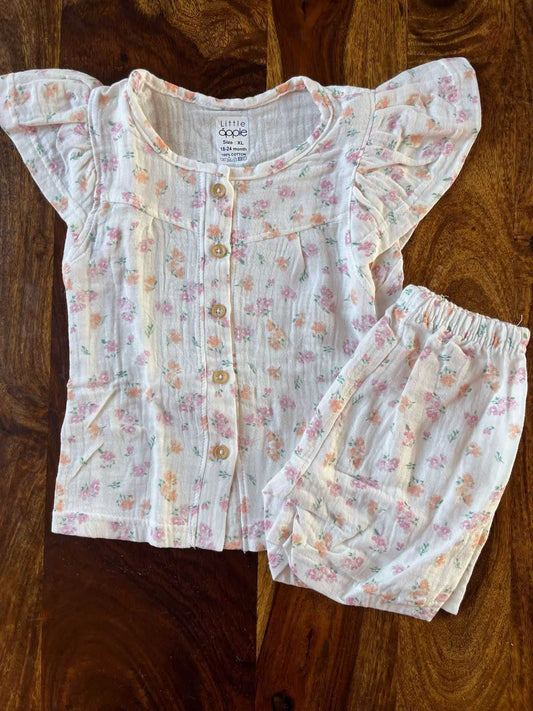 Organic Muslin Frill Top & Shorts Set