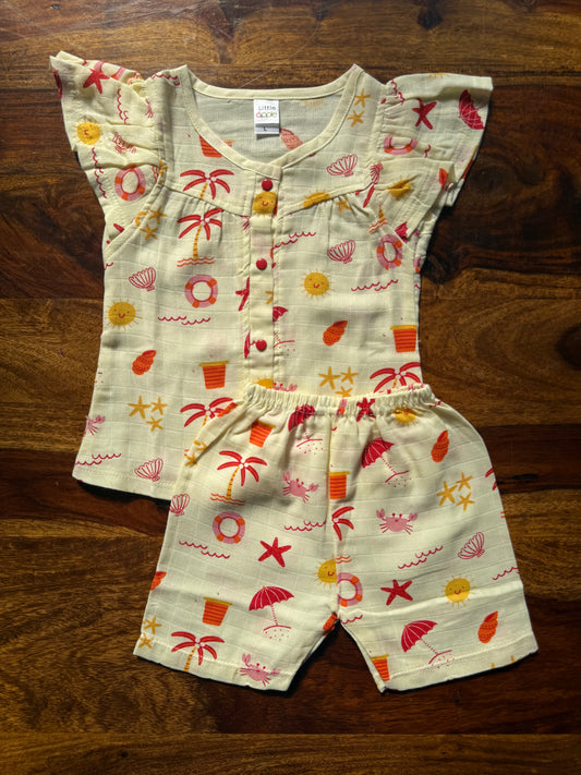 Organic Muslin Frill Top & Shorts Set