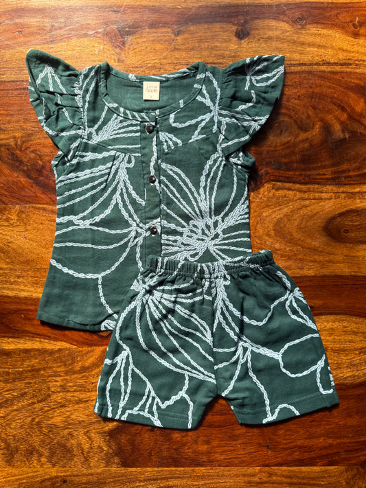 Organic Muslin Frill Top & Shorts Set