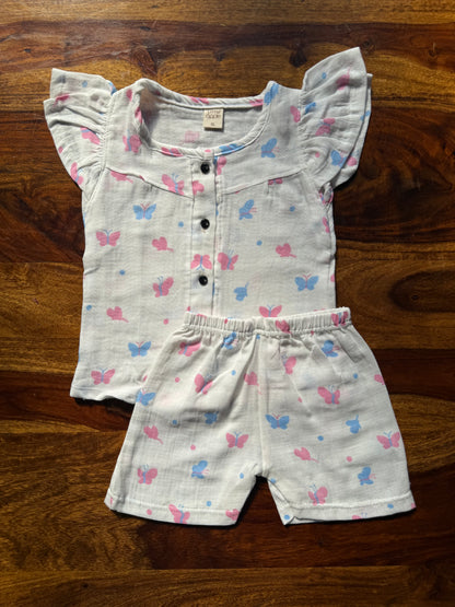 Organic Muslin Frill Top & Shorts Set