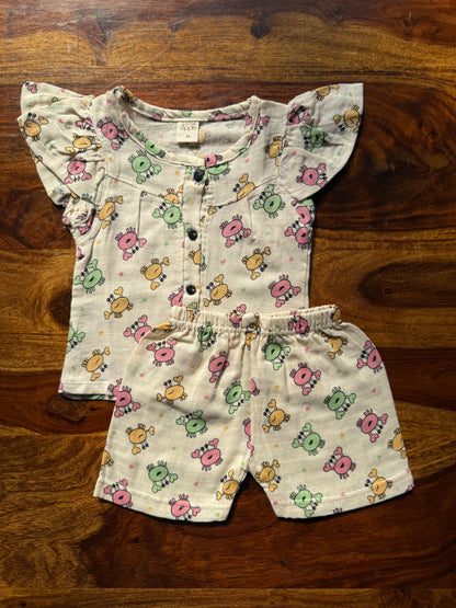 Organic Muslin Frill Top & Shorts Set