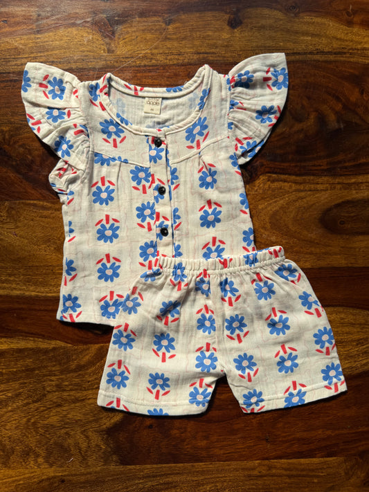 Organic Muslin Frill Top & Shorts Set