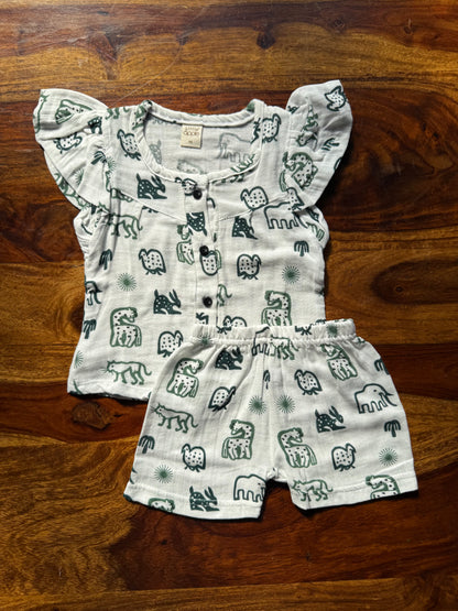 Organic Muslin Frill Top & Shorts Set