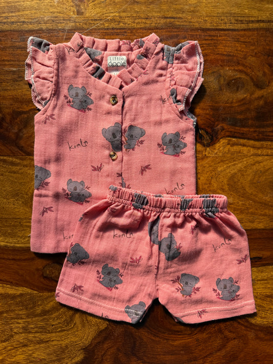 Organic Muslin Frill Neck Top set