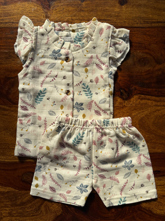 Organic Muslin Frill Neck Top set