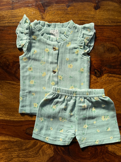 Organic Muslin Frill Neck Top set