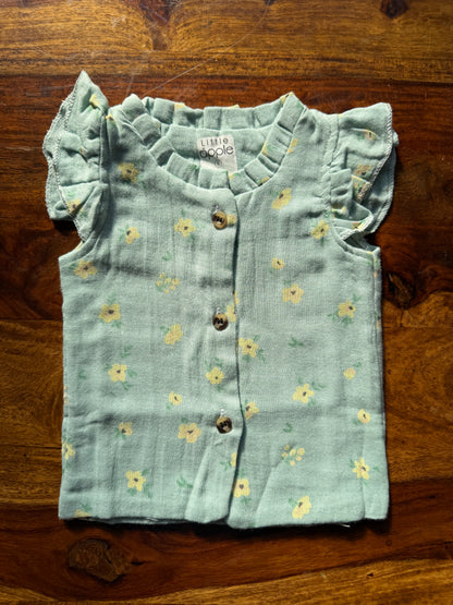 Organic Muslin Frill Neck Top set