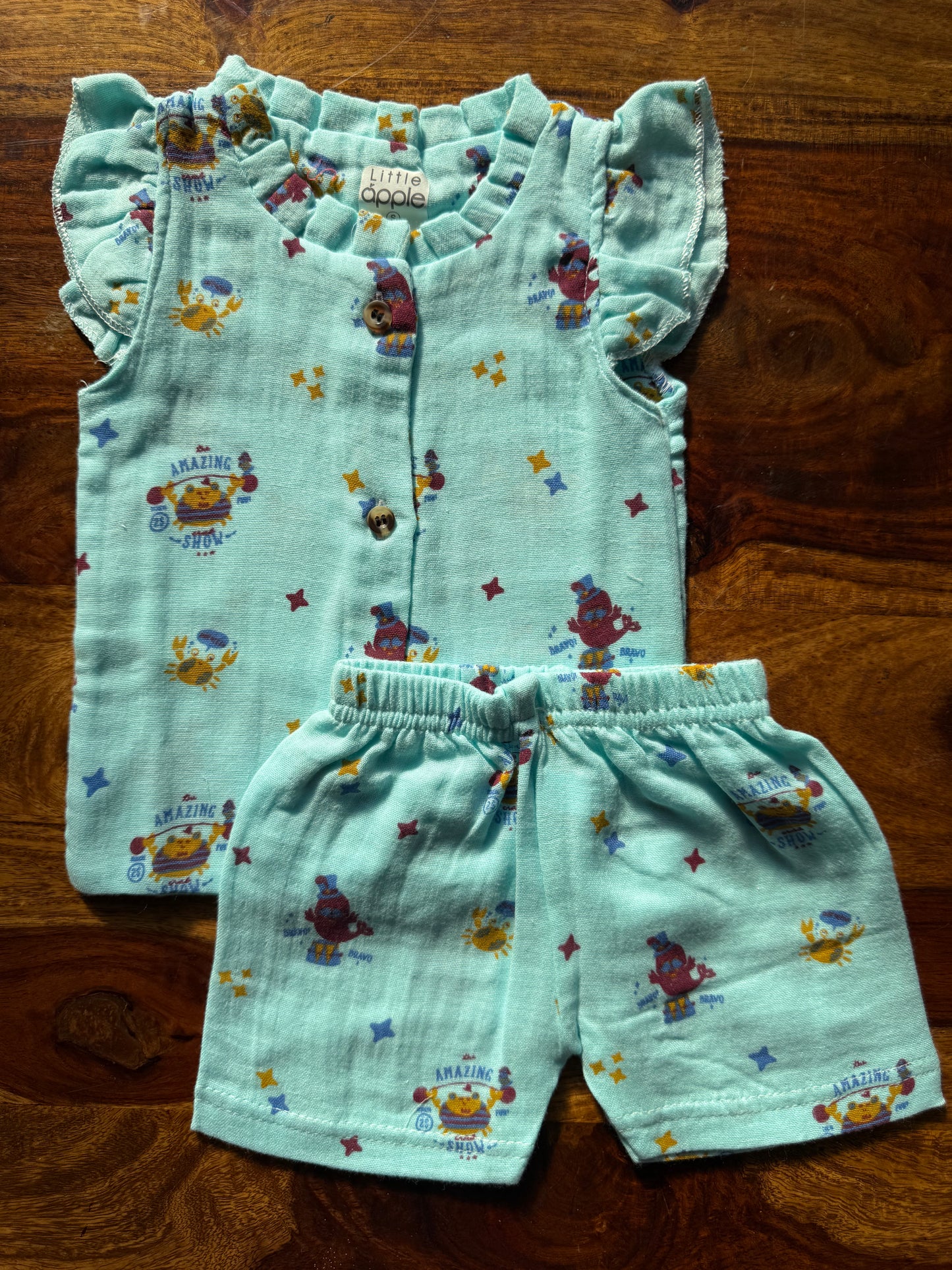 Organic Muslin Frill Neck Top set