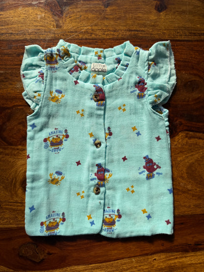 Organic Muslin Frill Neck Top set