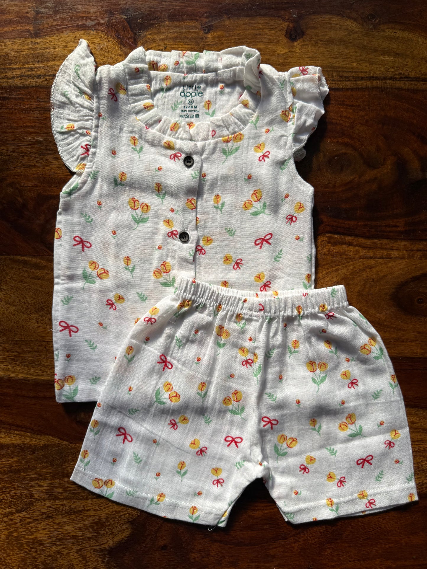 Organic Muslin Frill Neck Top set