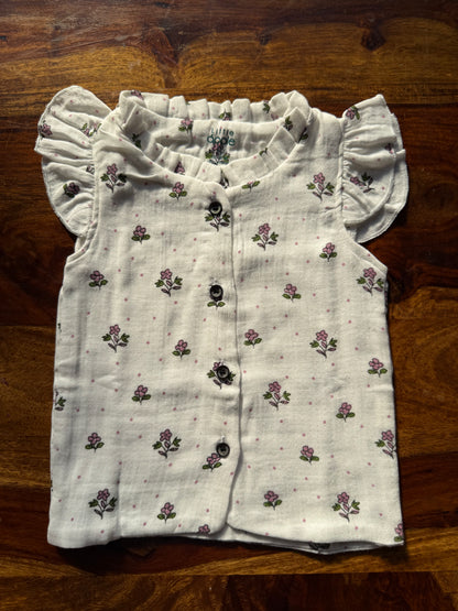 Organic Muslin Frill Neck Top set