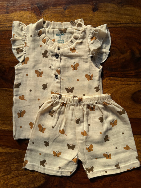 Organic Muslin Frill Neck Top set