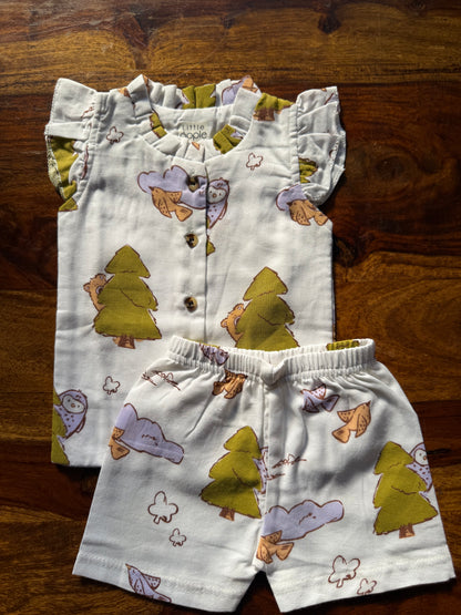 Organic Muslin Frill Neck Top set