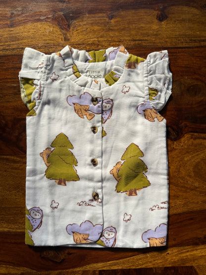 Organic Muslin Frill Neck Top set