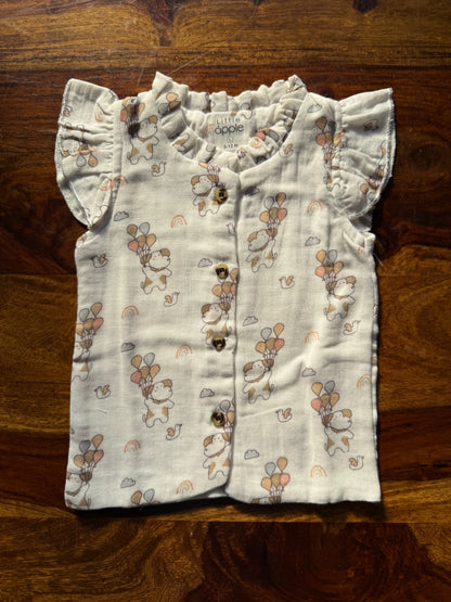 Organic Muslin Frill Neck Top set