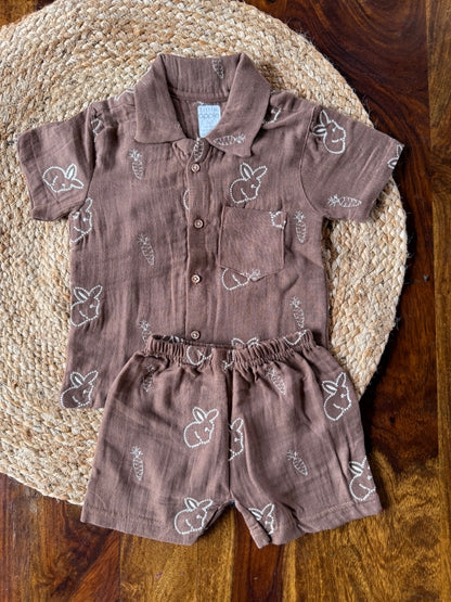 Muslin Collared Crinkled Co-Ord Set
