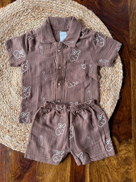 Muslin Collared Crinkled Co-Ord Set