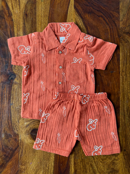Muslin Collared Crinkled Co-Ord Set