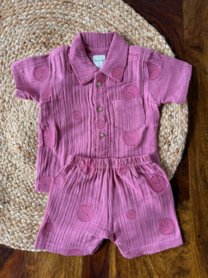 Muslin Collared Crinkled Co-Ord Set
