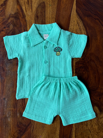 Muslin Collared Crinkled Co-Ord Set