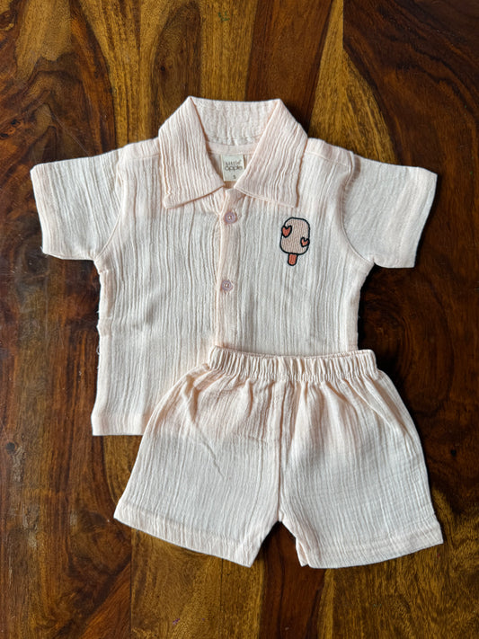 Muslin Collared Crinkled Co-Ord Set