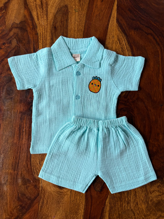 Muslin Collared Crinkled Co-Ord Set