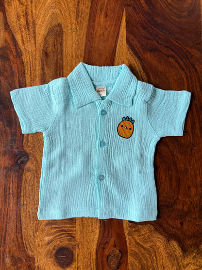 Muslin Collared Crinkled Co-Ord Set