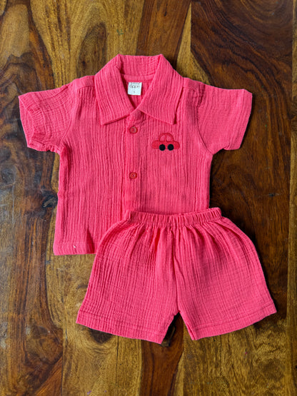 Muslin Collared Crinkled Co-Ord Set